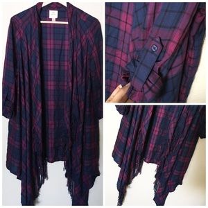 Knox Rose Navy and Purple Fringe Kimono